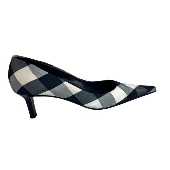 Diego Dolcini Low Heel Pointed Toe Stiletto Size US 5.5 EU 36 Gingham Italy Made - Picture 4 of 12